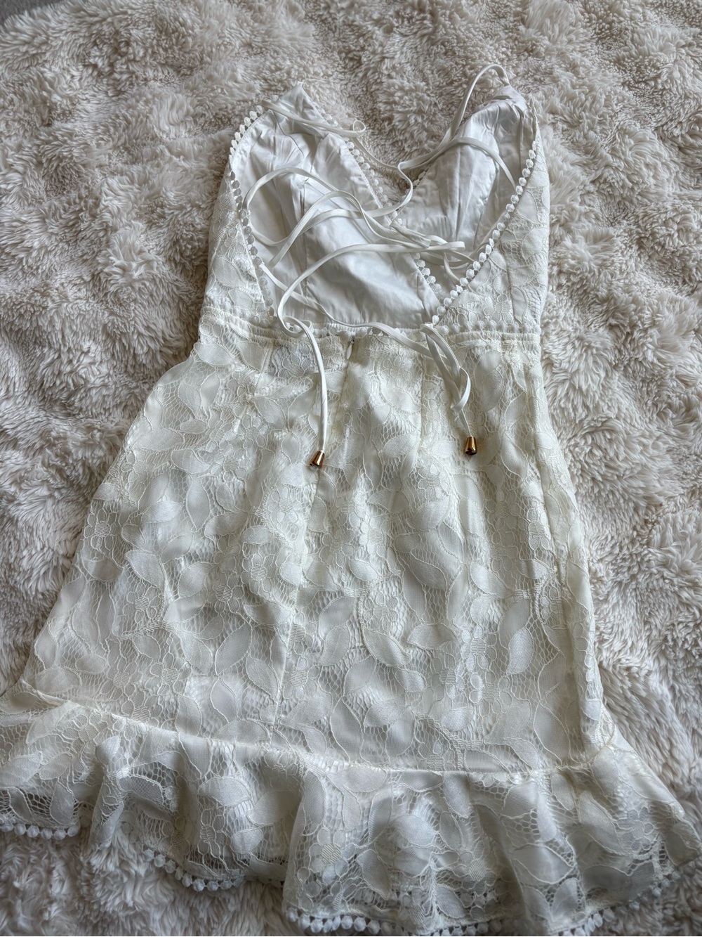 Hello Molly White Lace Ruffle Mini Dress - Picture 2 of 7